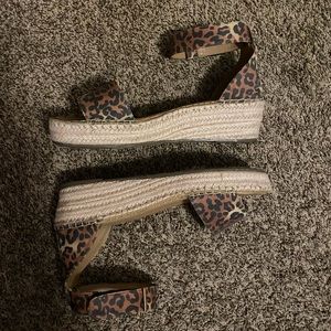 leopard wedge sandal size 11 Jessica cline